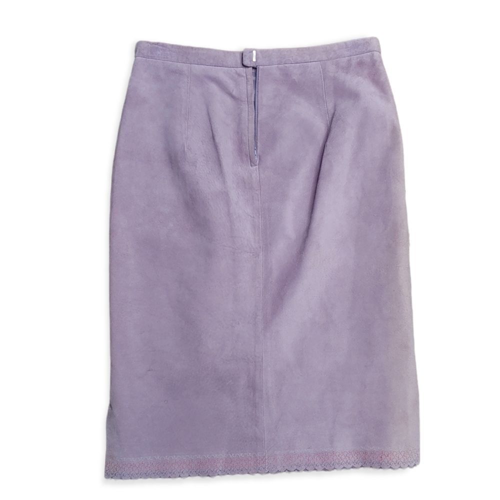 BCBG Genuine Leather Suede Skirt - Picture 2 of 5